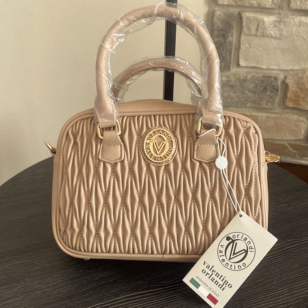 Valentino Orlandi Quilted Satchel Crossbody Bag (comes with Christmas Twilly) - Picture 2 of 11